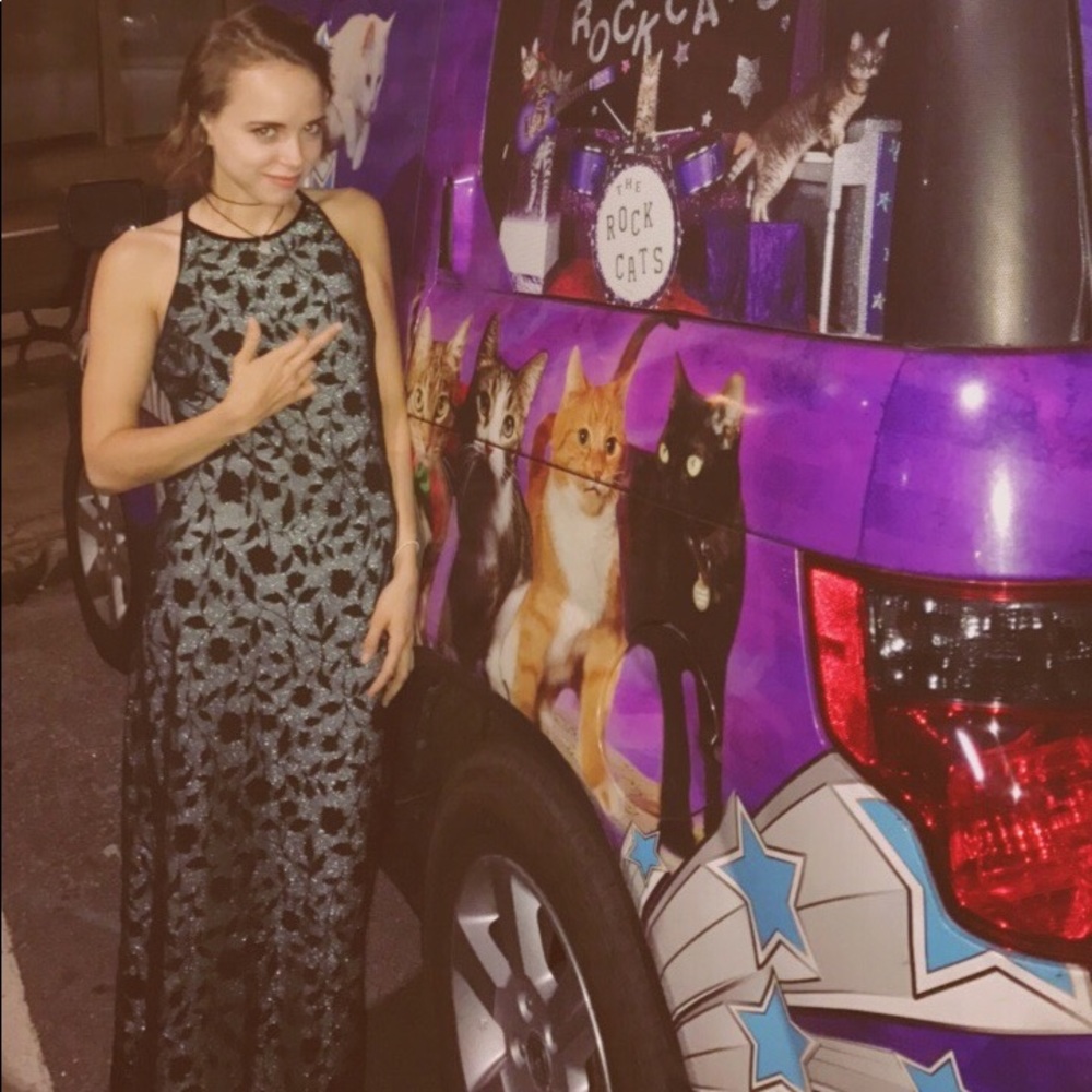 Black Floral Lace Dress w/ Sparkle